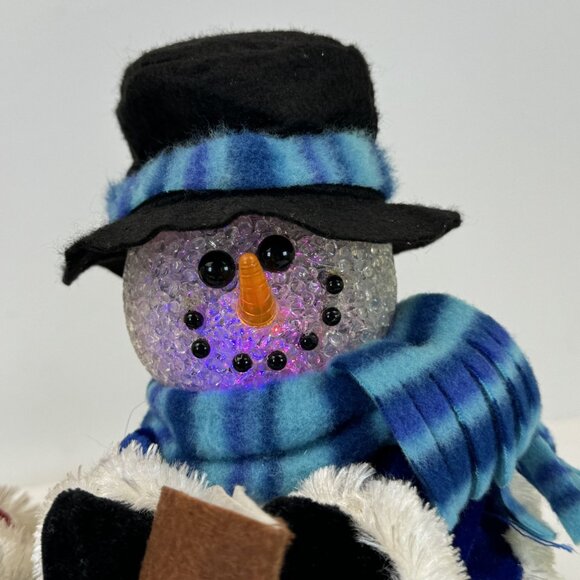 Vtg Lighted Animated Music Snowman Duo Melted Plastic Popcorn Winter Wonderland - Picture 4 of 14